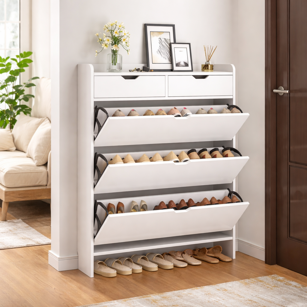MODERNA SLIM — Meuble à chaussures 2-en-1