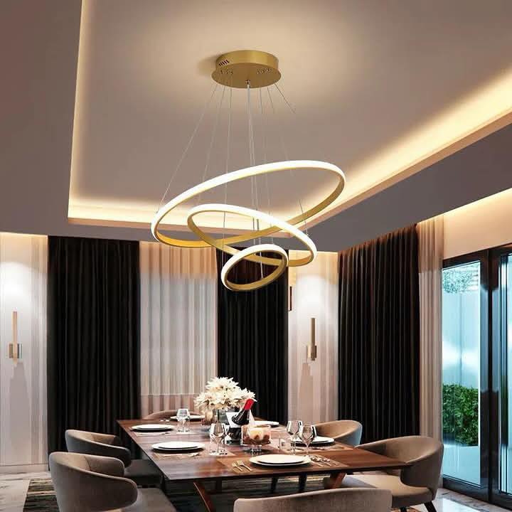 Lustre LED moderne à anneaux suspendus