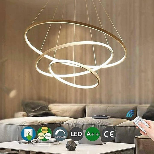 Lustre LED moderne à anneaux suspendus