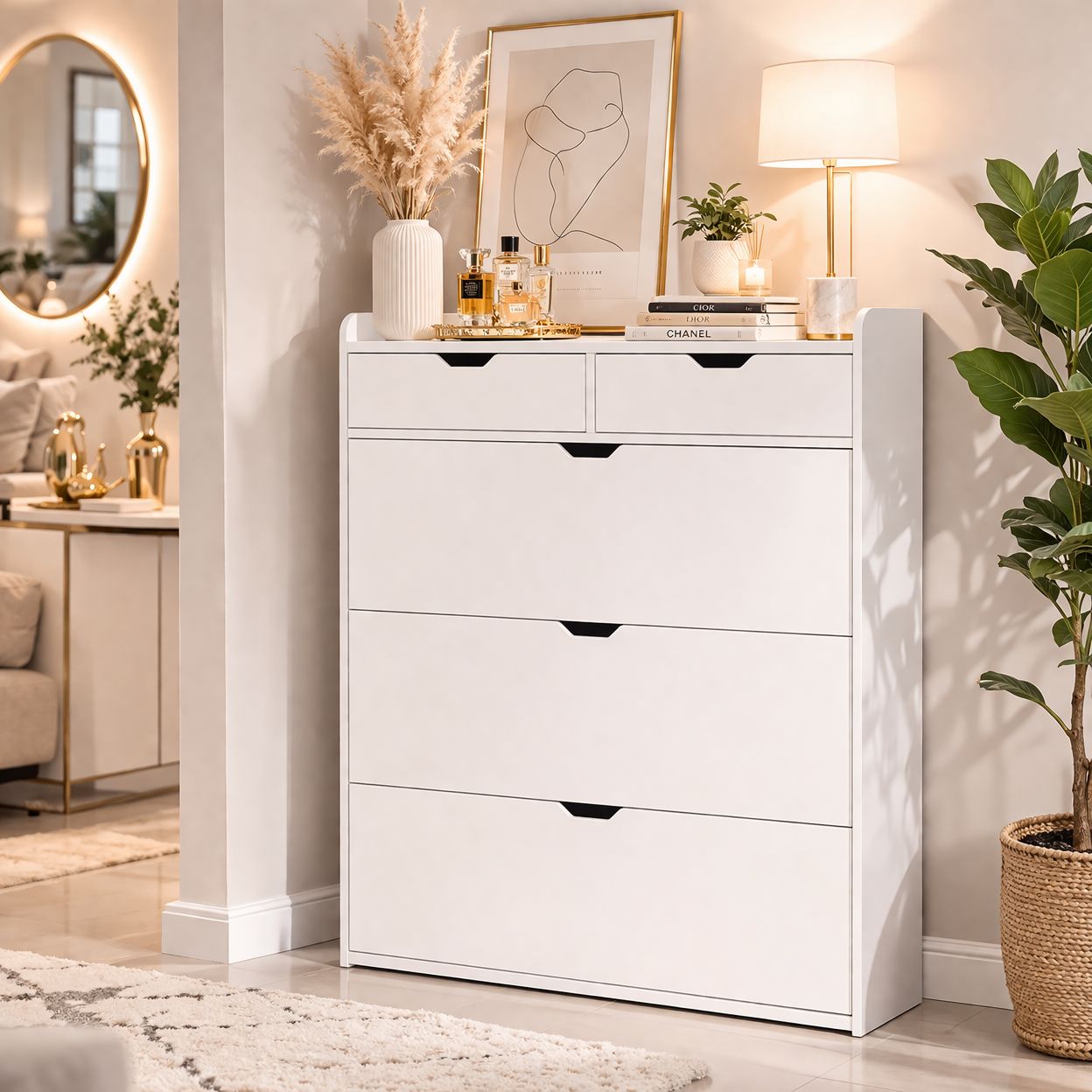 MODERNA SLIM — Meuble à chaussures 2-en-1