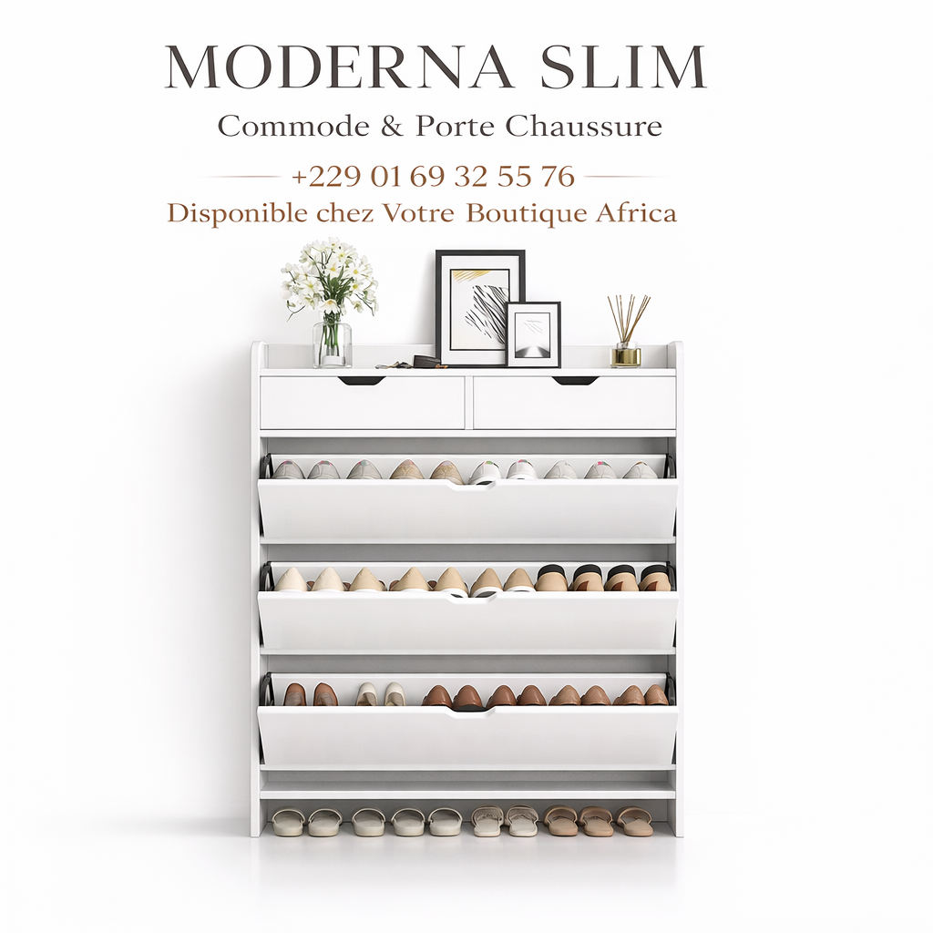 MODERNA SLIM — Meuble à chaussures 2-en-1