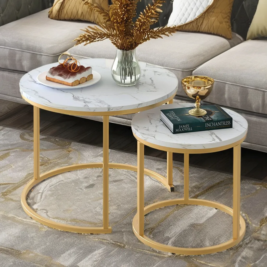 Lot de tables gigognes design – Effet marbre