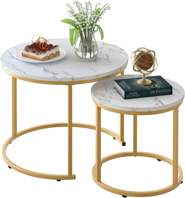 Lot de tables gigognes design – Effet marbre