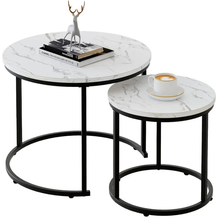 Lot de tables gigognes design – Effet marbre